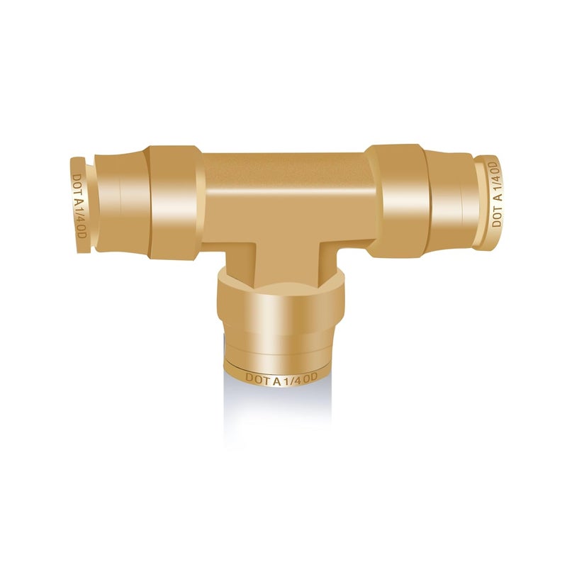 Siptenk 1/4 Air Hose Fitting, 1/4 Inch OD Tube Tee Union DOT Quick Connect Fittings, 1/4 Air Line Fittings for Truck Trailers Industry Air System - Image 1